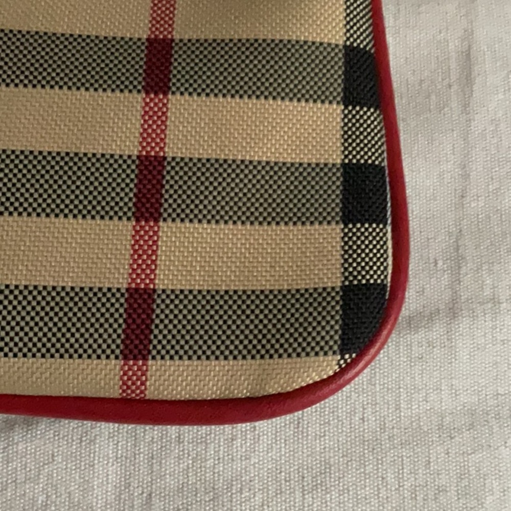 Burberry Red and Tan Crossbody Bag with Iconic Check Pattern - Picture 4 of 6